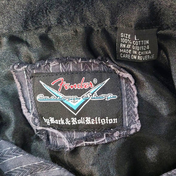 rock and roll religion Tops Fender By Rock And Roll Religion Button